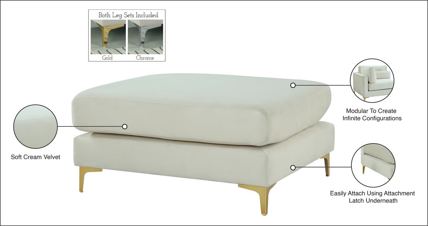 alina cream velvet modular ottoman ott