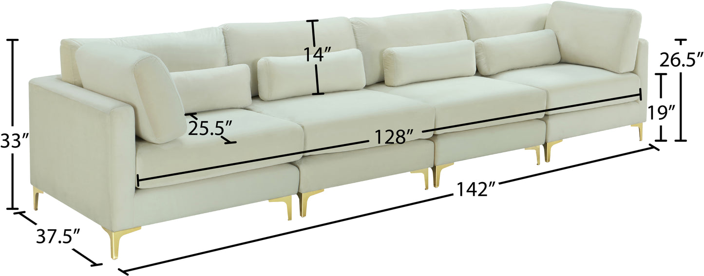 alina cream velvet modular sofa (4 boxes) s142