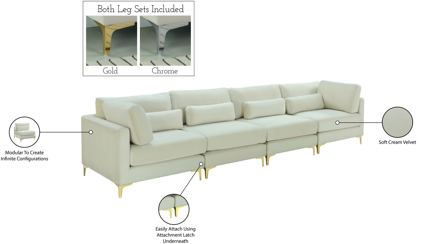 alina cream velvet modular sofa (4 boxes) s142