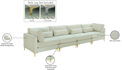 Alina Cream Velvet Modular Sofa (4 Boxes) S142