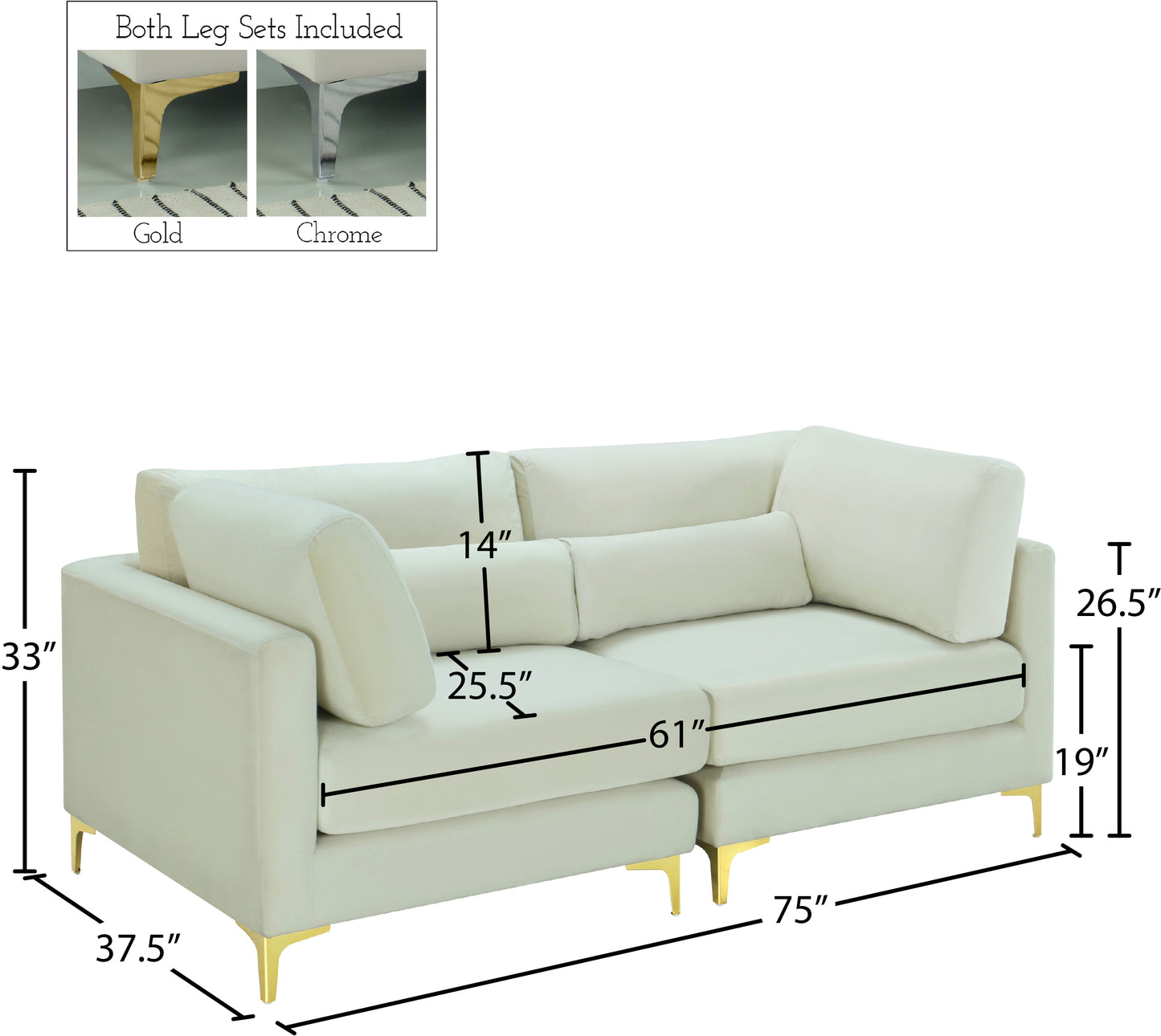 alina cream velvet modular sofa s75