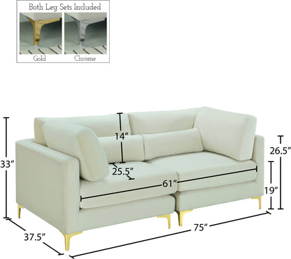 Alina Cream Velvet Modular Sofa S75