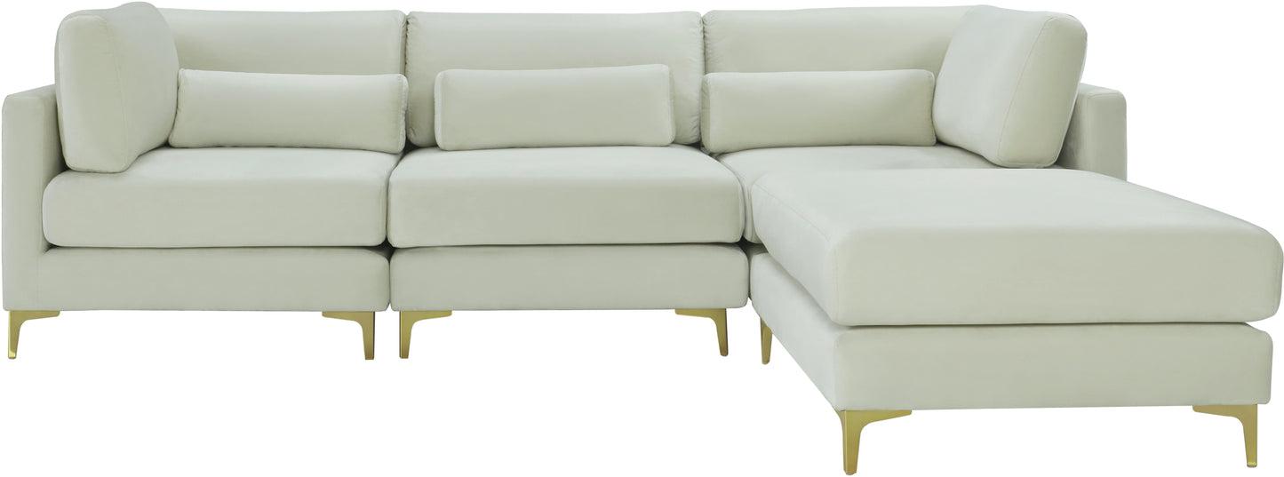 alina cream velvet modular sectional (4 boxes) sec4a