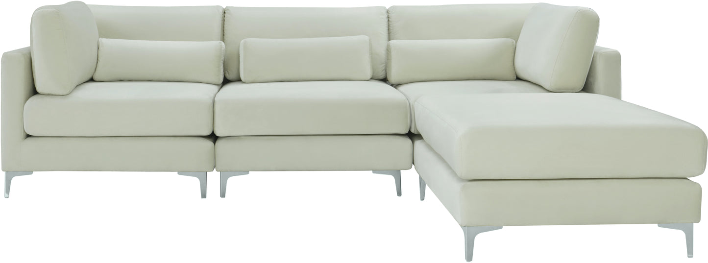 alina cream velvet modular sectional (4 boxes) sec4a