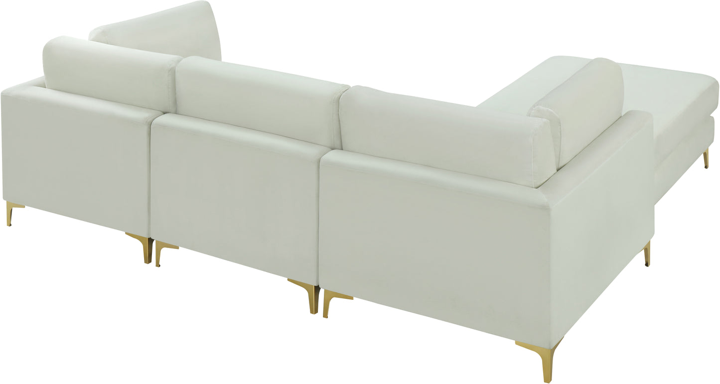 alina cream velvet modular sectional (4 boxes) sec4a