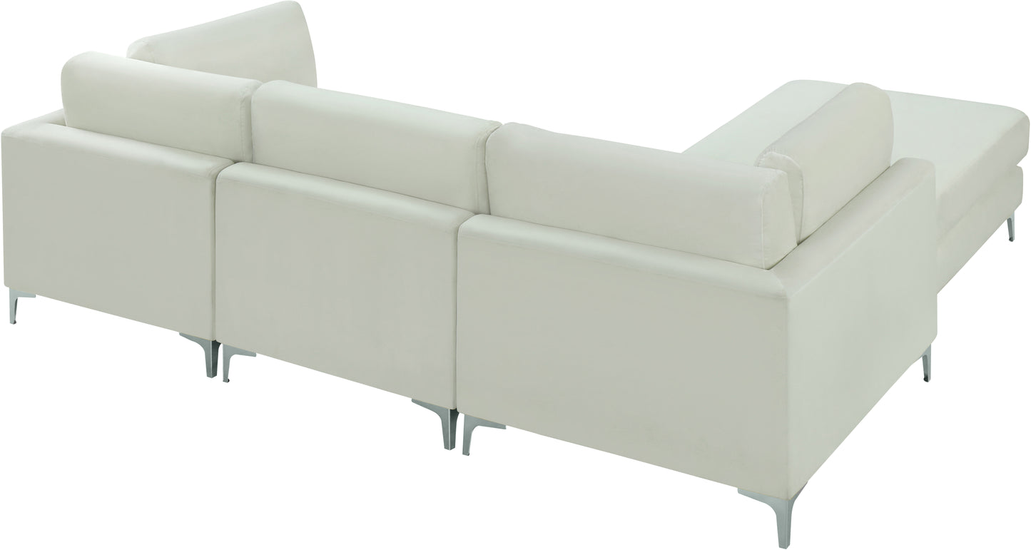 alina cream velvet modular sectional (4 boxes) sec4a