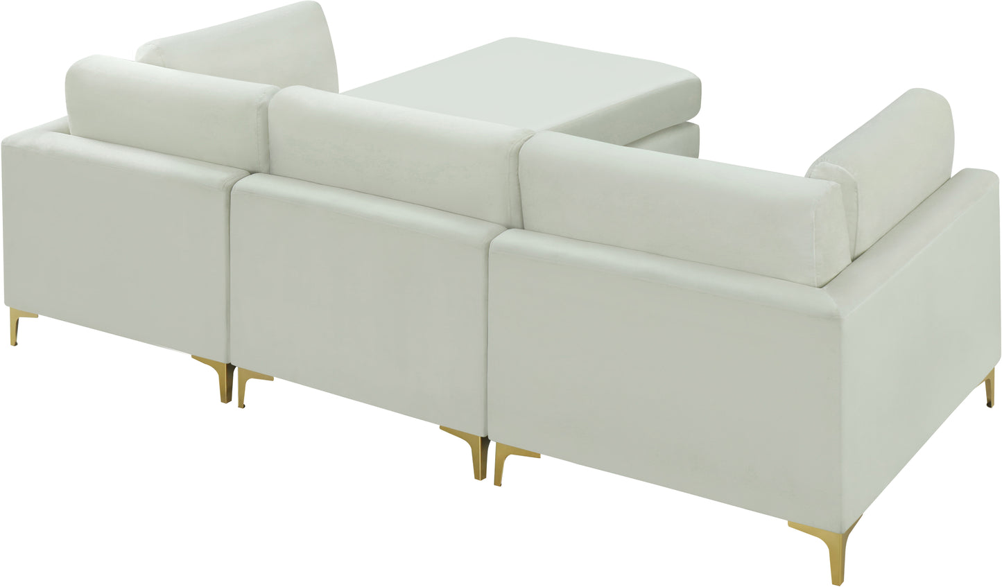 alina cream velvet modular sectional (4 boxes) sec4a