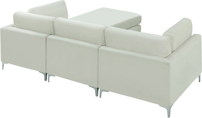 Alina Cream Velvet Modular Sectional (4 Boxes) Sec4A