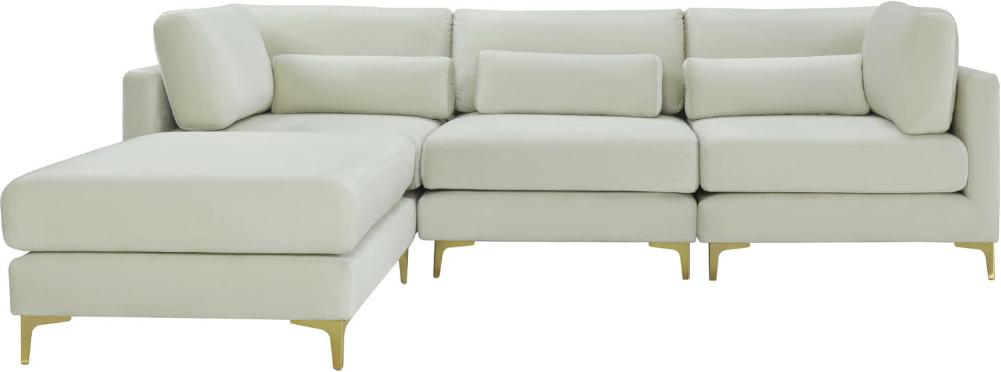 alina cream velvet modular sectional (4 boxes) sec4a