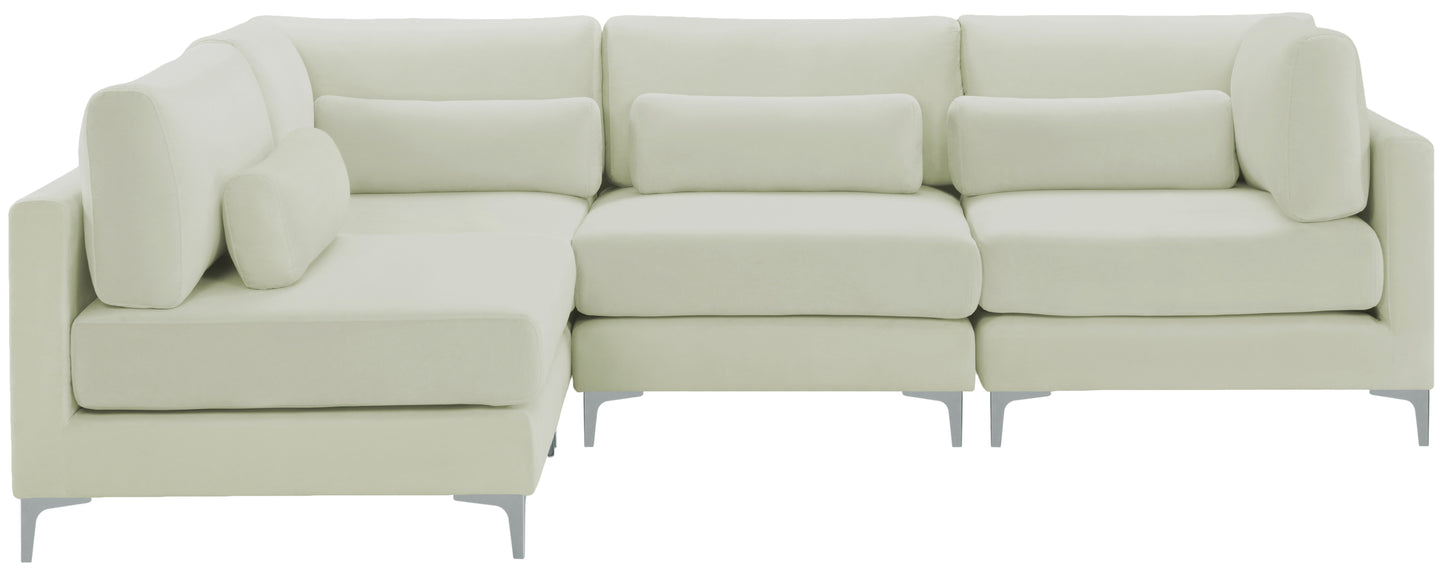 alina cream velvet modular sectional (4 boxes) sec4b