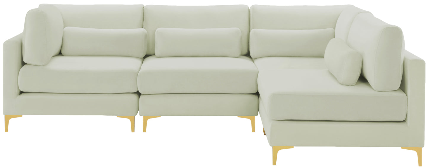 alina cream velvet modular sectional (4 boxes) sec4b