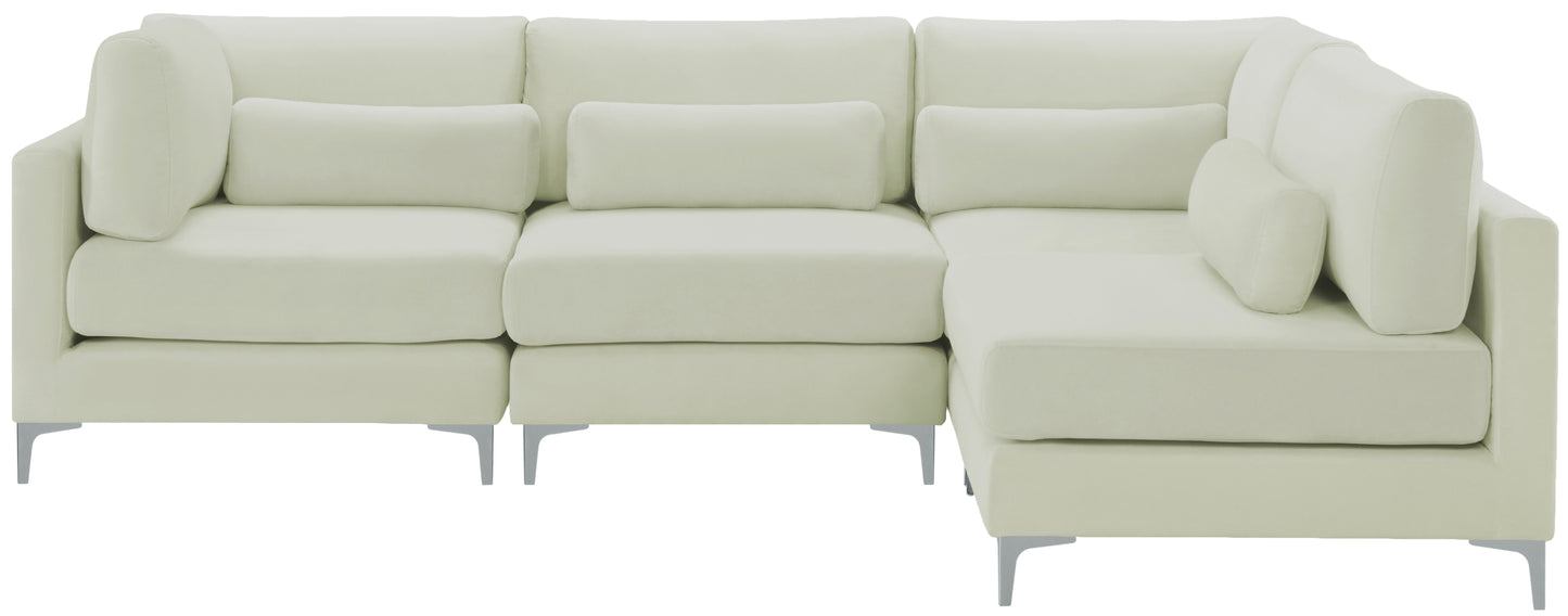 alina cream velvet modular sectional (4 boxes) sec4b