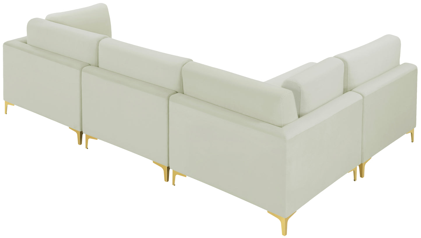 alina cream velvet modular sectional (4 boxes) sec4b