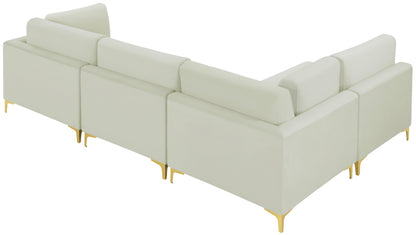 Alina Cream Velvet Modular Sectional (4 Boxes) Sec4B