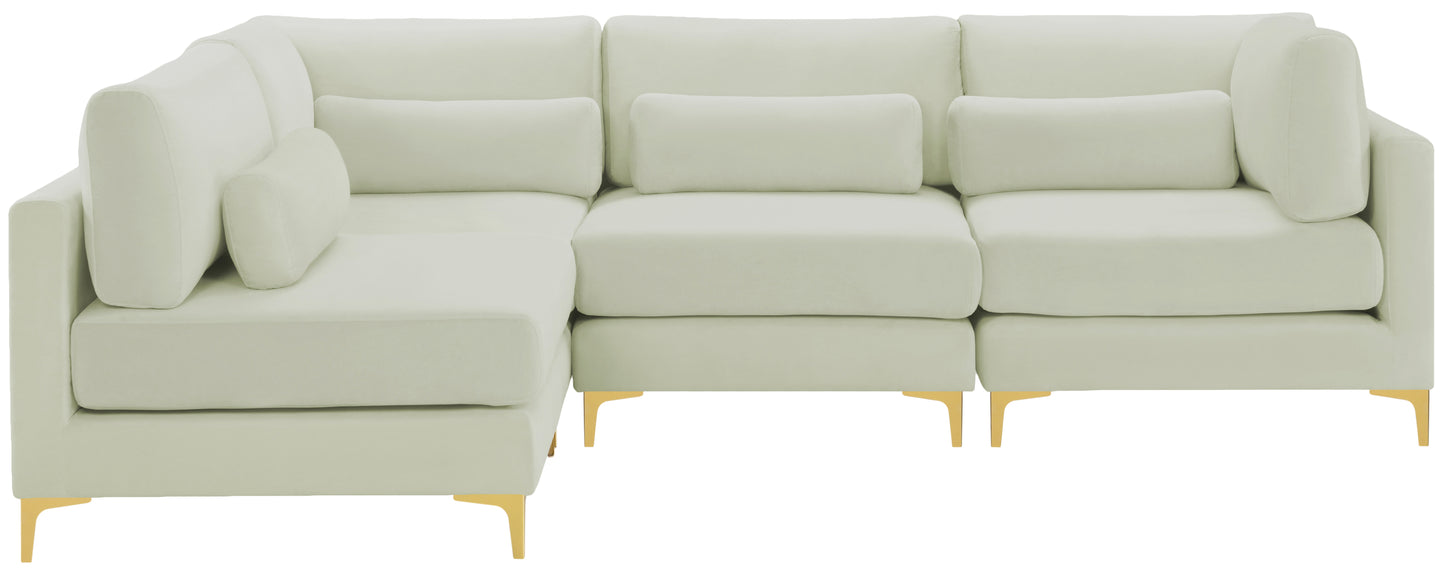 alina cream velvet modular sectional (4 boxes) sec4b