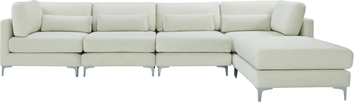 alina cream velvet modular sectional (5 boxes) sec5a