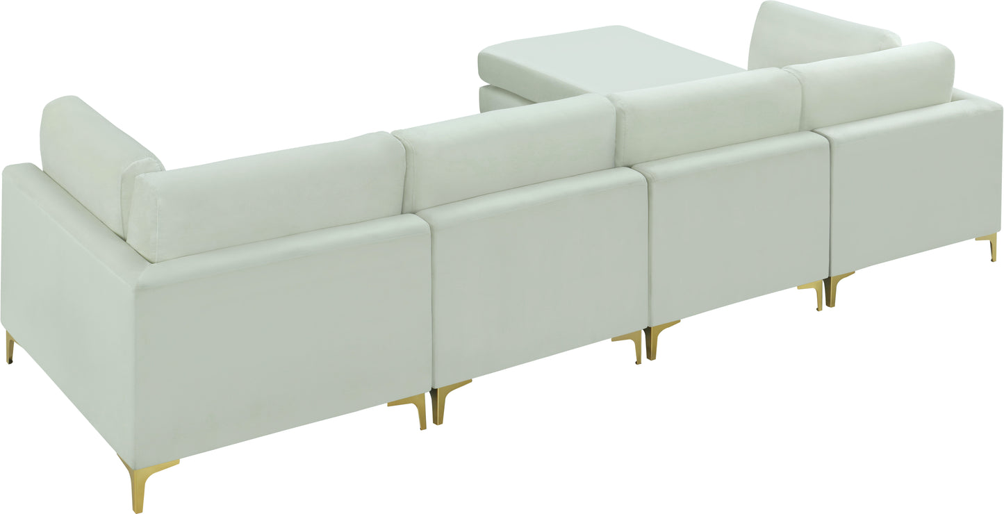 alina cream velvet modular sectional (5 boxes) sec5a