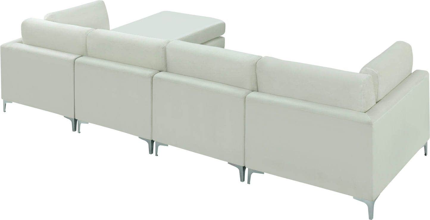 alina cream velvet modular sectional (5 boxes) sec5a