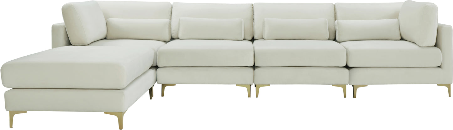 alina cream velvet modular sectional (5 boxes) sec5a