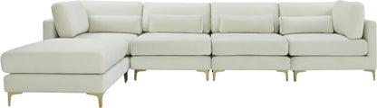 Alina Cream Velvet Modular Sectional (5 Boxes) Sec5A