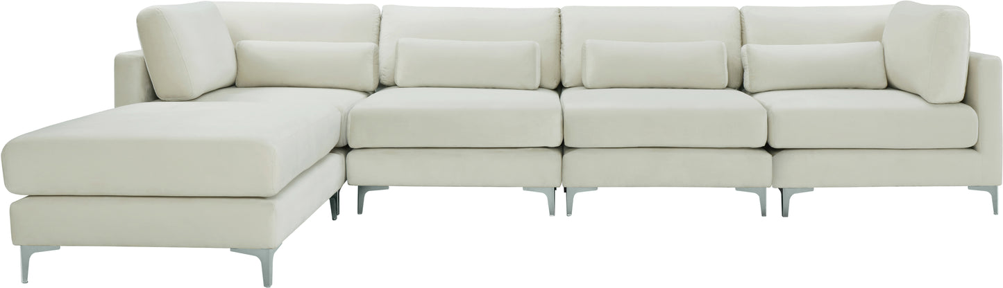 alina cream velvet modular sectional (5 boxes) sec5a