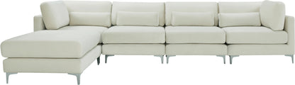 Alina Cream Velvet Modular Sectional (5 Boxes) Sec5A