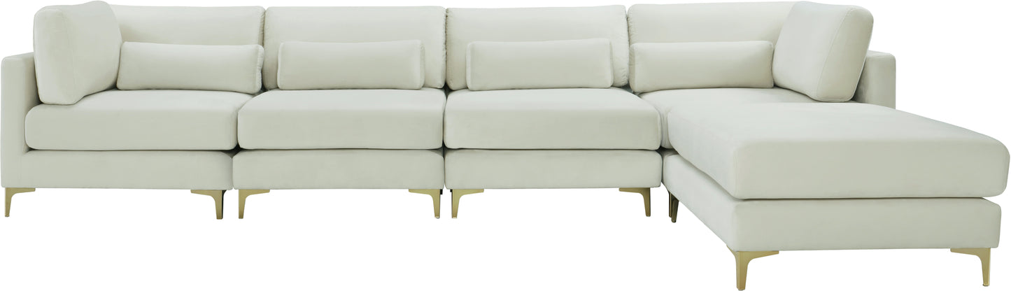 alina cream velvet modular sectional (5 boxes) sec5a