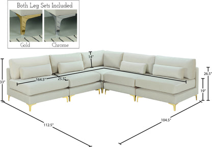 Alina Cream Velvet Modular Sectional (5 Boxes) Sec5B