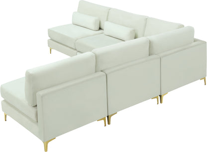 Alina Cream Velvet Modular Sectional (5 Boxes) Sec5B