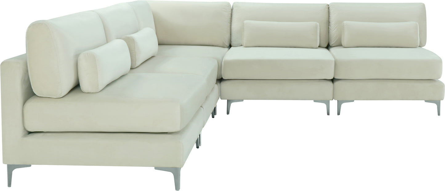 alina cream velvet modular sectional (5 boxes) sec5b