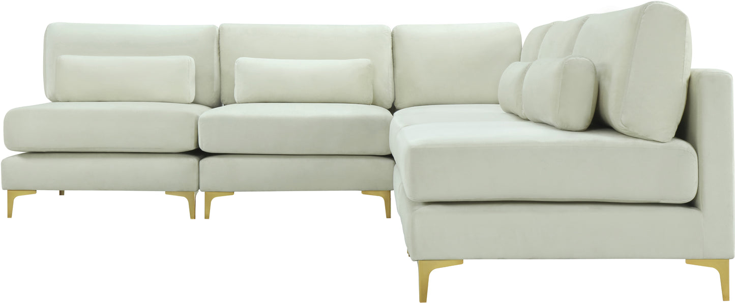 alina cream velvet modular sectional (5 boxes) sec5b