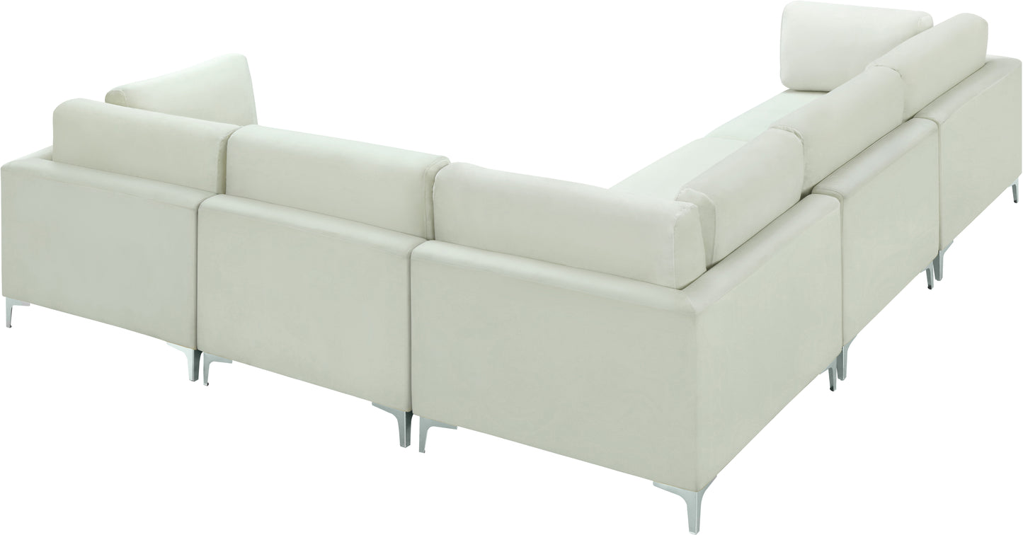 alina cream velvet modular sectional (5 boxes) sec5c