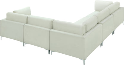 Alina Cream Velvet Modular Sectional (5 Boxes) Sec5C