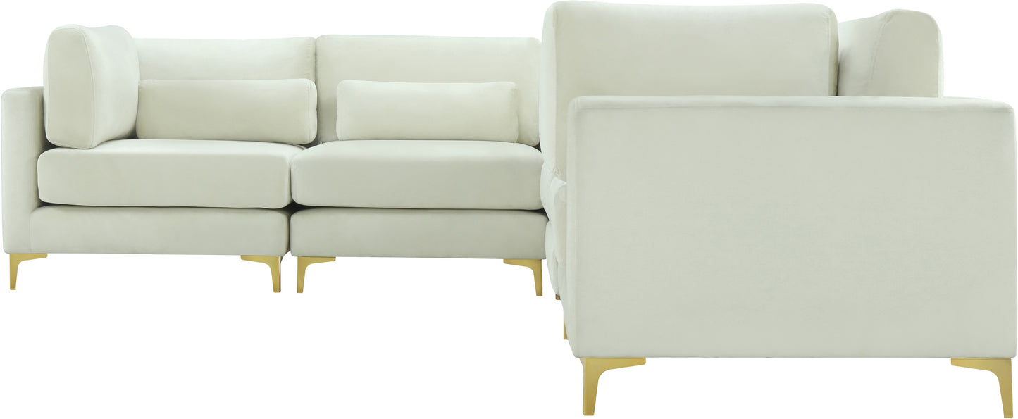 alina cream velvet modular sectional (5 boxes) sec5c