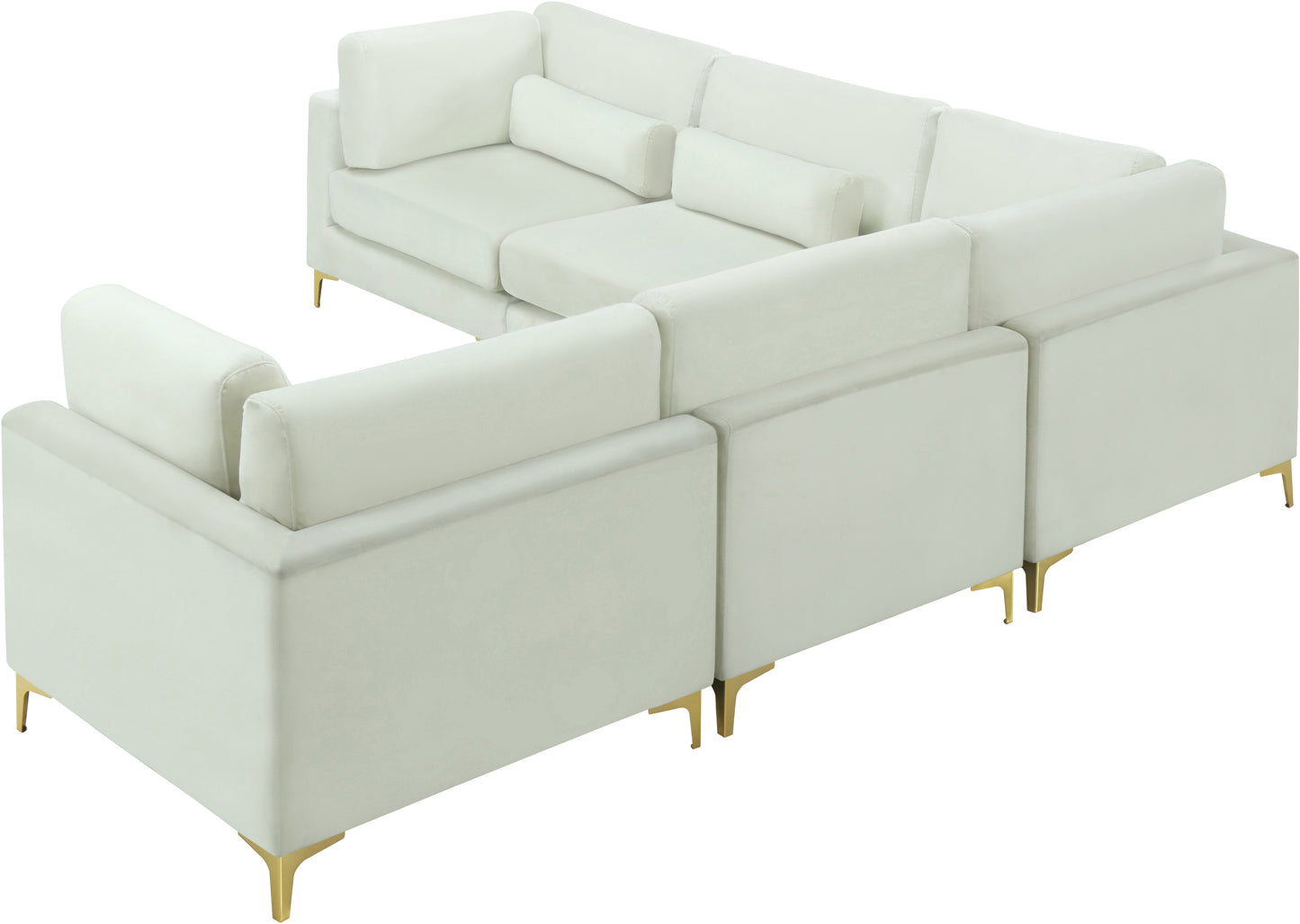 alina cream velvet modular sectional (5 boxes) sec5c