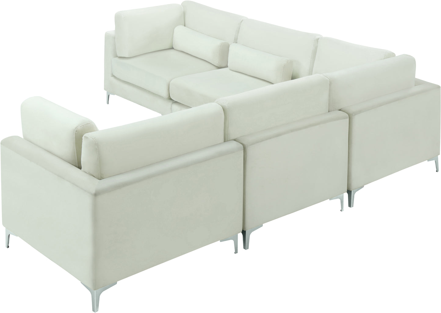 alina cream velvet modular sectional (5 boxes) sec5c