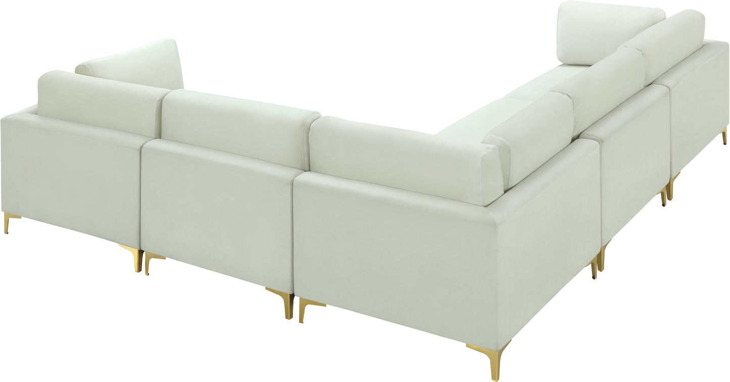 alina cream velvet modular sectional (5 boxes) sec5c