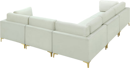 Alina Cream Velvet Modular Sectional (5 Boxes) Sec5C