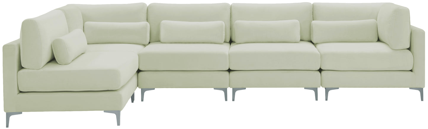 alina cream velvet modular sectional (5 boxes) sec5d