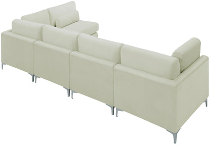 Alina Cream Velvet Modular Sectional (5 Boxes) Sec5D