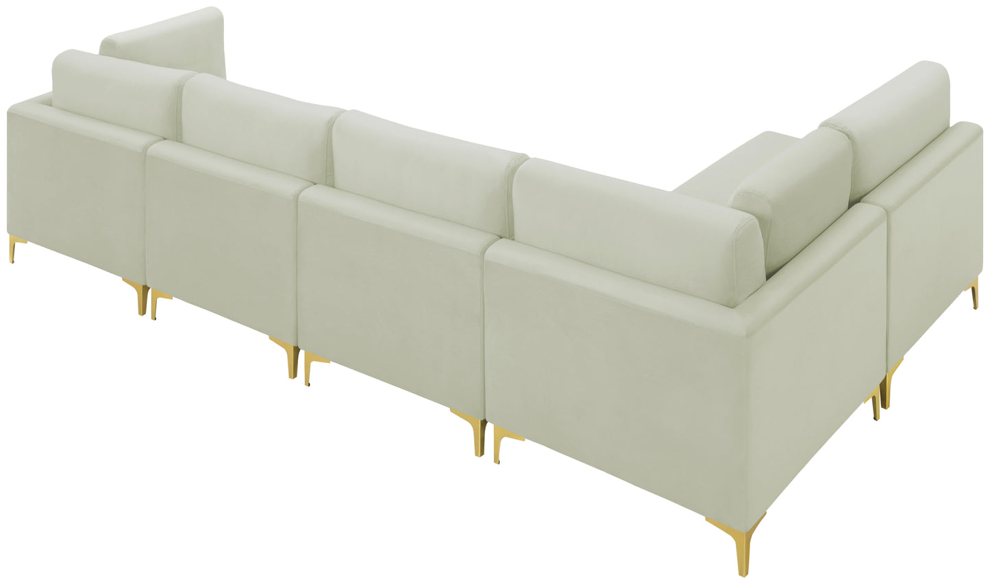 alina cream velvet modular sectional (5 boxes) sec5d