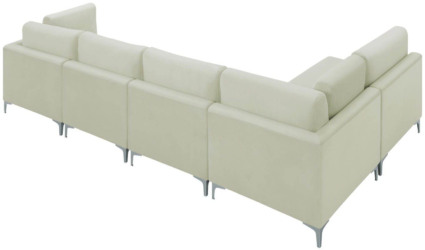 alina cream velvet modular sectional (5 boxes) sec5d