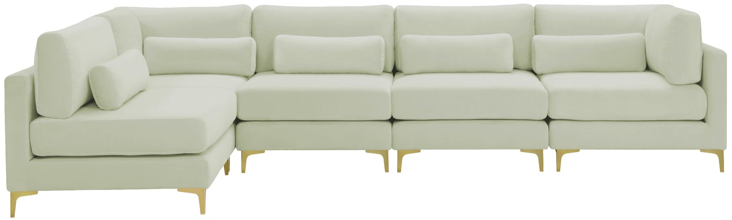 alina cream velvet modular sectional (5 boxes) sec5d