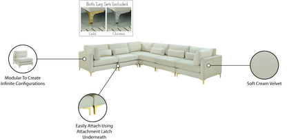 Alina Cream Velvet Modular Sectional (6 Boxes) Sec6A