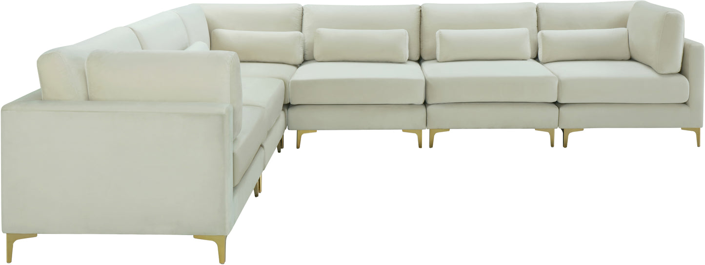 alina cream velvet modular sectional (6 boxes) sec6a