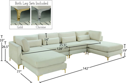 Alina Cream Velvet Modular Sectional (6 Boxes) Sec6B