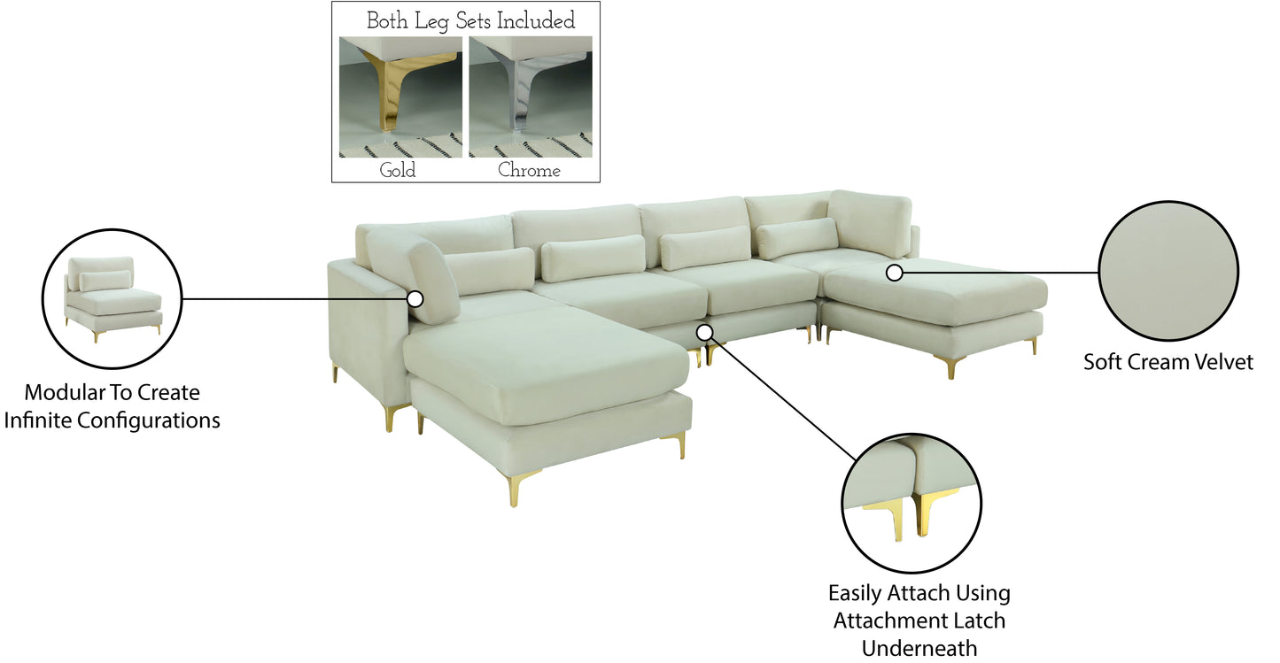 alina cream velvet modular sectional (6 boxes) sec6b