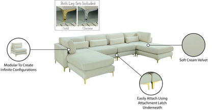 Alina Cream Velvet Modular Sectional (6 Boxes) Sec6B