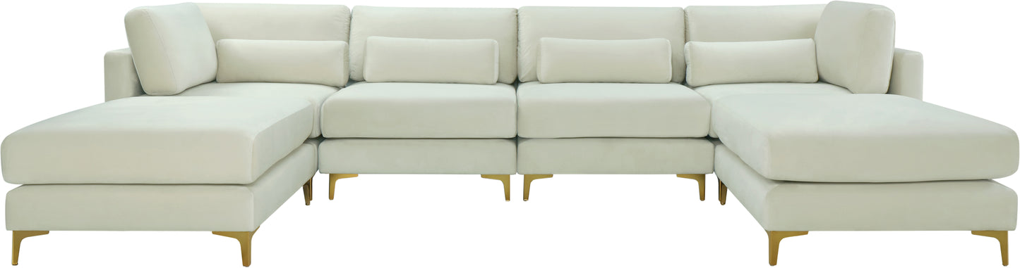 alina cream velvet modular sectional (6 boxes) sec6b