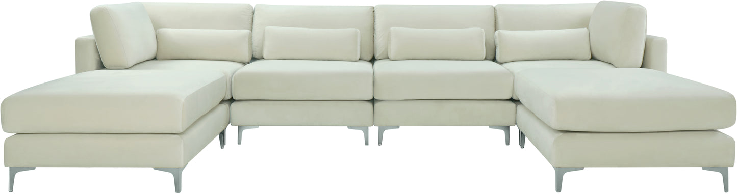 alina cream velvet modular sectional (6 boxes) sec6b